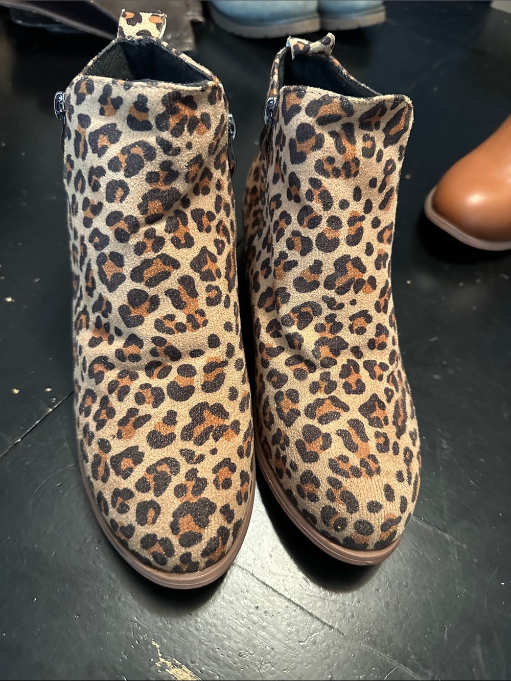 Leopard Print Ankle Boots - Women